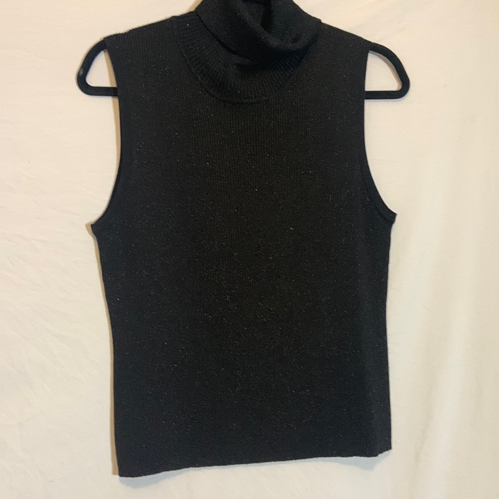 Evie silk blend black sparkly sleeveless turtleneck